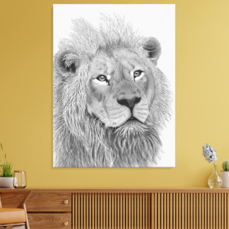 Lienzo Dibujo a lápiz de león africano macho
