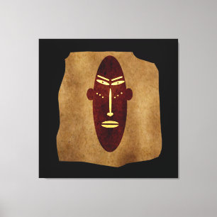 Lienzo Dibujo abstracto de una cara tribal africana vinta