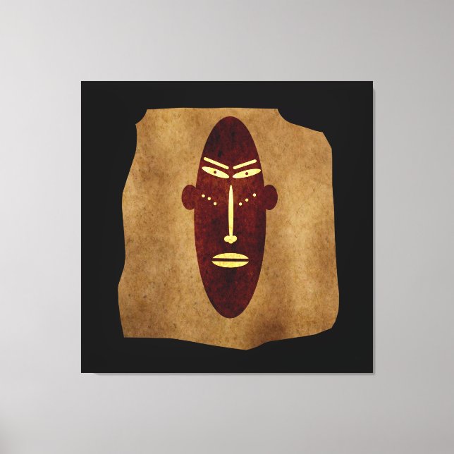 Lienzo Dibujo abstracto de una cara tribal africana vinta (Anverso)
