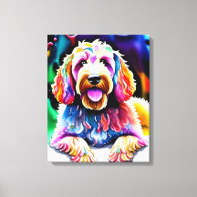 Dibujo acuático de Happy Dog Goldendoodle