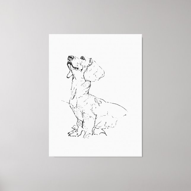 Lienzo Dibujo Adorable de Dachshund, Padre de Perro (Anverso)