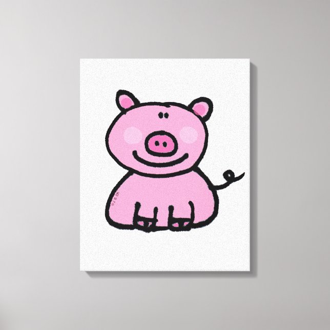 Lienzo Dibujo animado de cerdo rosa lindo (Anverso)