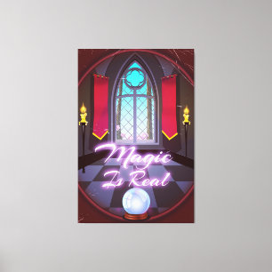 Lienzo dibujo animado de cita inspiradora La magia es rea