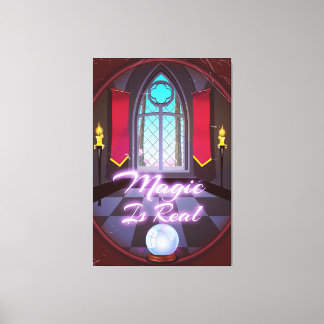 Lienzo dibujo animado de cita inspiradora La magia es rea