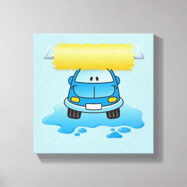 Lienzo Dibujo animado de lavado de coches (Anverso)