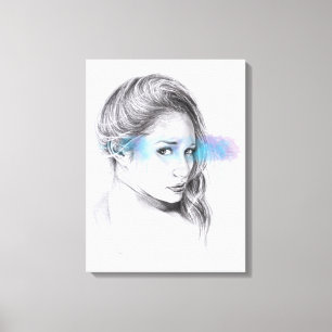 Lienzo Dibujo artístico a lápiz de una niña