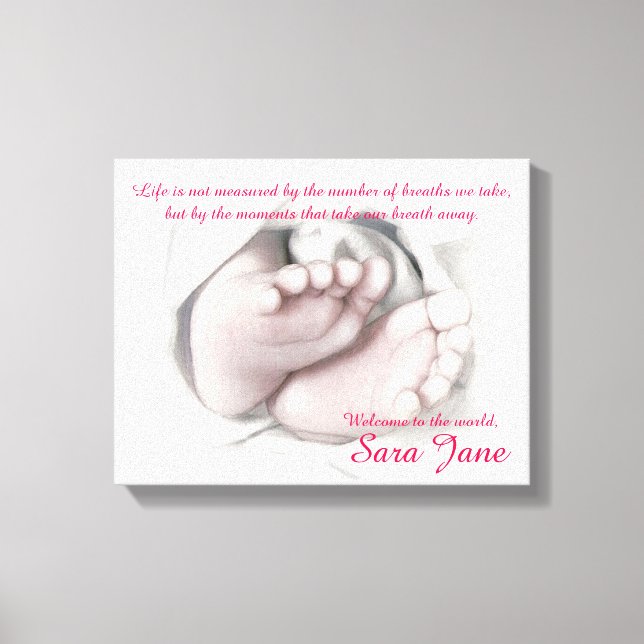 Lienzo Dibujo artístico de Baby Feet "Bienvenida Bebé" (Anverso)