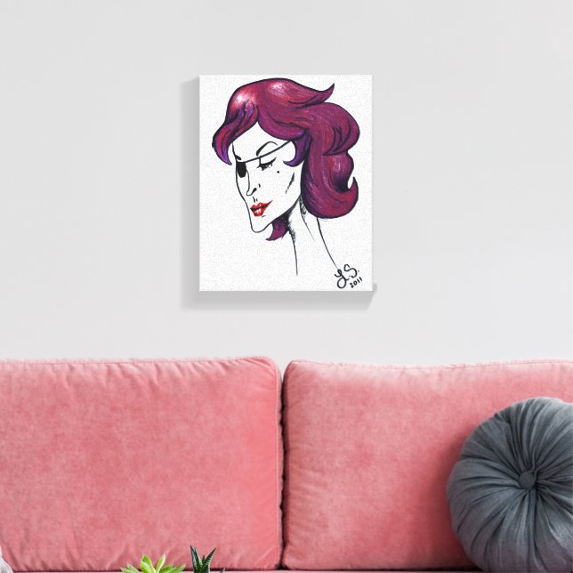 Lienzo Dibujo Artístico de Mujer Pirata Violeta Señora Ca (Insitu (Sala de estar))