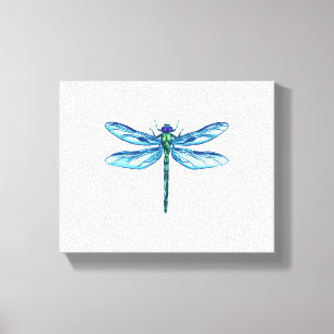 Lienzo Dibujo azul verde libélula me encantan las libélul
