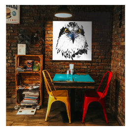 Lienzo Dibujo blanco negro de un "rey de las aves" esparc