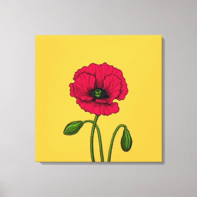 Lienzo Dibujo de amapola roja (Anverso)