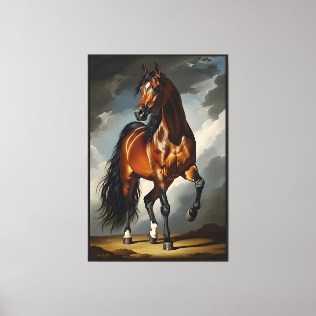 Lienzo Dibujo de caballos árabes (Anverso)