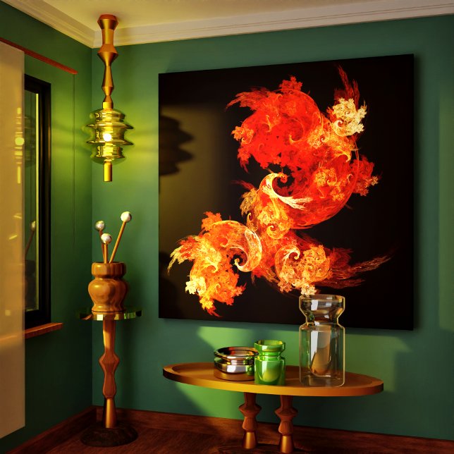 Lienzo Dibujo de canvas envueltas de canvas de baile (Dancing Firebirds Abstract Wrapped Canvas Print)