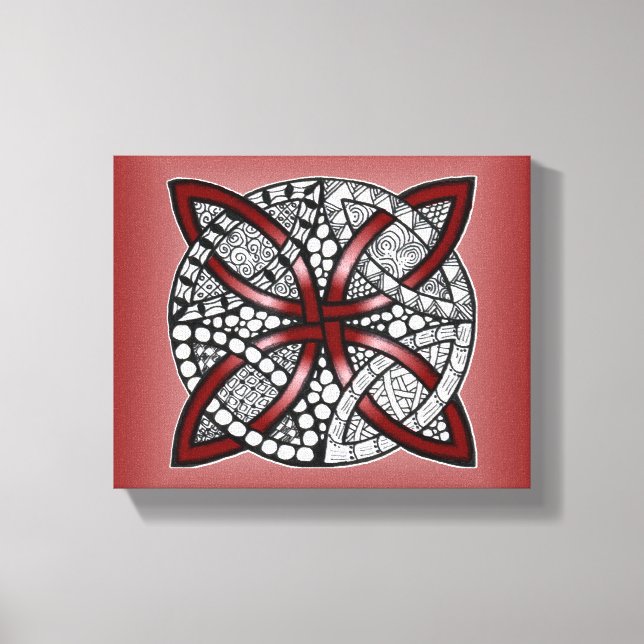 Lienzo Dibujo de Doodle Rojo de Knot Celtic (Anverso)