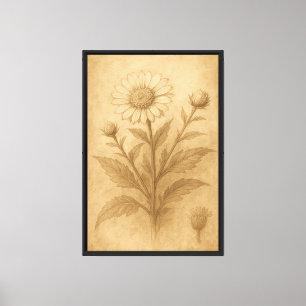 Lienzo Dibujo de flores botánicas vintage
