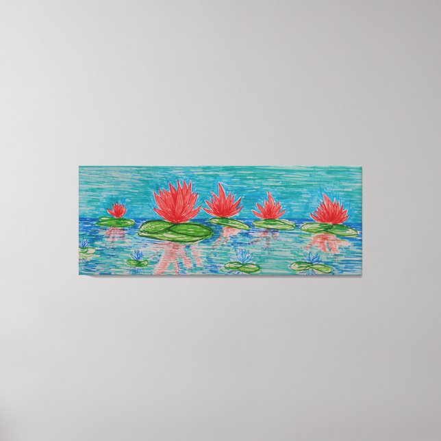 Lienzo Dibujo de flores de Lotus sencillo (Anverso)