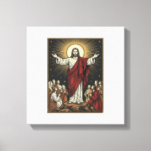 Lienzo Dibujo de grabado cristiano Gloria Radiante Jesús