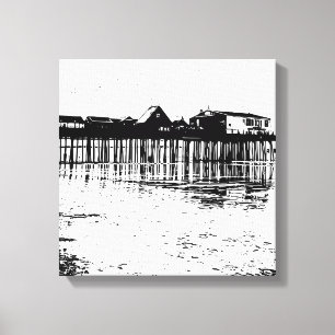 Lienzo Dibujo de la antigua playa de Orchard en blanco y 