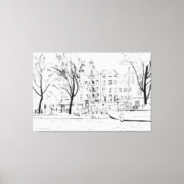 Lienzo Dibujo de la línea del canal de Ámsterdam - Blanco