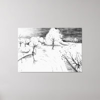 Dibujo de lápiz árboles de la naturaleza relajante