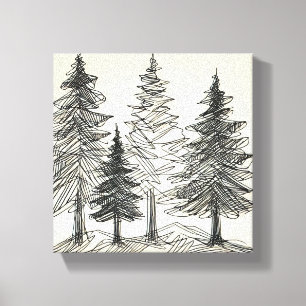 Lienzo Dibujo de lápiz de ácaros de pino