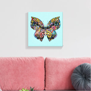 Lienzo Dibujo de mariposa de color vibrante