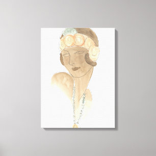 Lienzo Dibujo de moda - Mujer con pieza de pelo