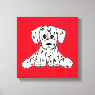 Lienzo Dibujo de perro de peluche dálmata contorno simple