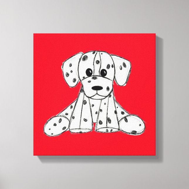 Lienzo Dibujo de perro de peluche dálmata contorno simple (Anverso)