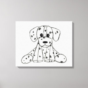 Lienzo Dibujo de perro de peluche dálmata contorno simple