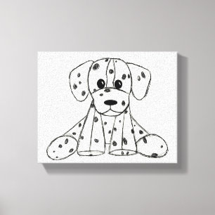 Lienzo Dibujo de perro de peluche dálmata contorno simple