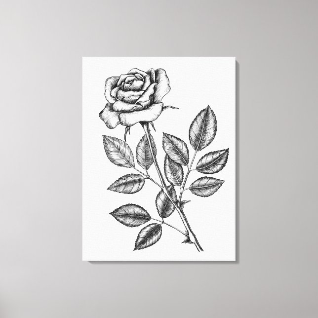 Lienzo Dibujo de rosa 2 (Anverso)