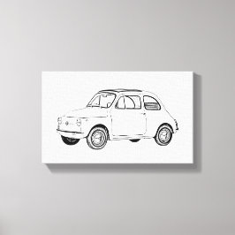 Lienzo Dibujo de topolino de 500 fiat blanco y negro