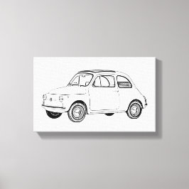 Lienzo Dibujo de topolino de 500 fiat blanco y negro