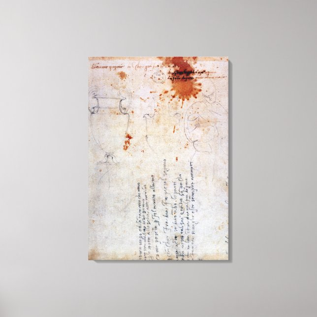 Lienzo Dibujo de una Urn y una figura con notas (Anverso)