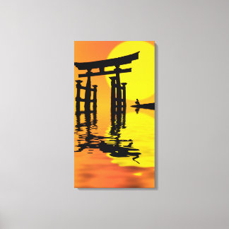 Lienzo Dibujo del atardecer Torii (puerta) japonés
