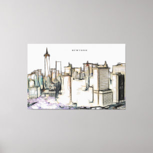 Lienzo Dibujo del horizonte de la ciudad de Nueva York