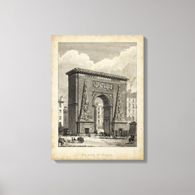 Lienzo Dibujo del monumento de Porte Saint-Denis (Anverso)