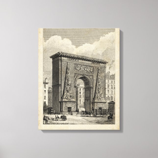 Lienzo Dibujo del monumento de Porte Saint-Denis (Anverso)