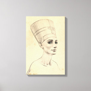 Lienzo dibujo del retrato de Nefertiti papiro del Antiguo