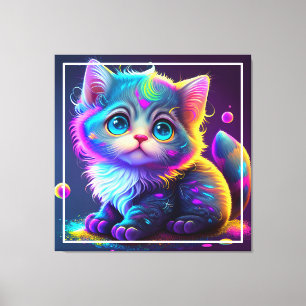 Lienzo Dibujo digital de gatos de color lindo-79827