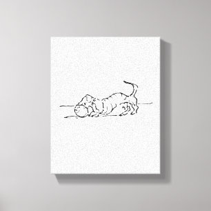 Lienzo Dibujo Divertido de Perro Salchicha