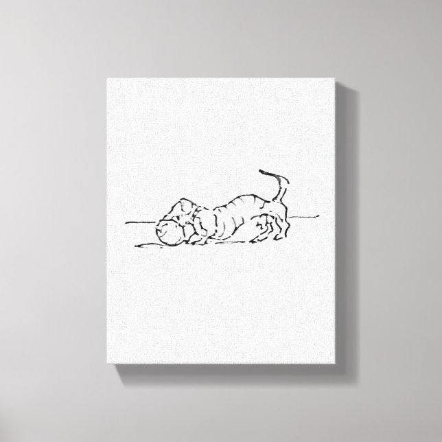 Lienzo Dibujo Divertido de Perro Salchicha (Anverso)