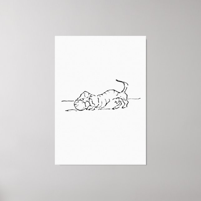 Lienzo Dibujo Divertido de un Perro Salchicha (Anverso)