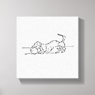 Lienzo Dibujo Divertido de un Perro Salchicha