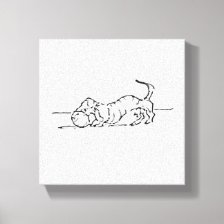 Lienzo Dibujo Divertido de un Perro Salchicha