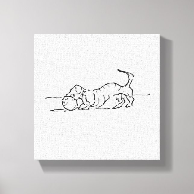 Lienzo Dibujo Divertido de un Perro Salchicha (Anverso)