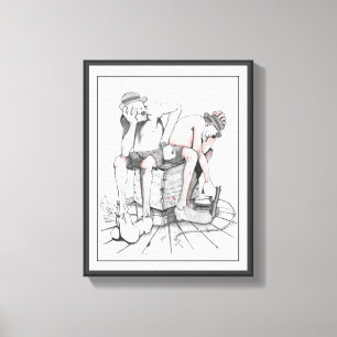 Lienzo Dibujo , dos payasos que custodian T.N.T.