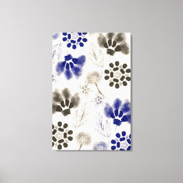 Lienzo Dibujo floral azul de Lotus