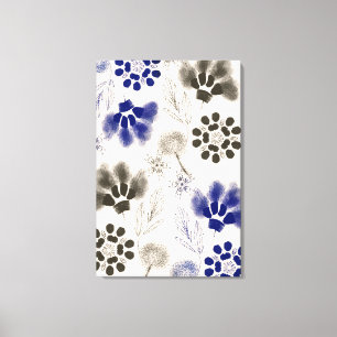 Lienzo Dibujo floral azul de Lotus